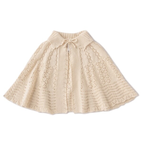 オーガニックコットン レーシーニットケープ【日本製】