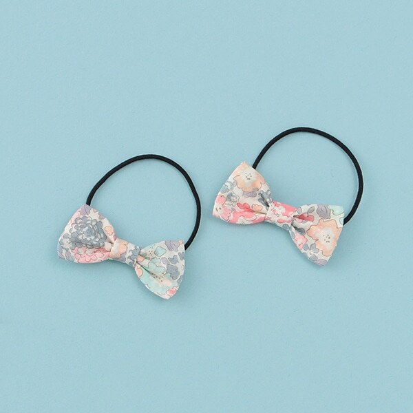 リバティプリントリボンヘアポニー(2個セット)【日本製】