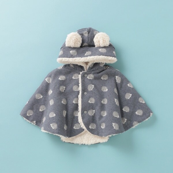 オーガニックコットン 裏ボア ジャカードマント【日本製】