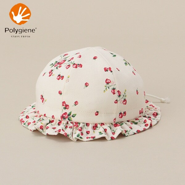 オーガニックコットン ポリジン 野イチゴフラワー帽子【日本製】