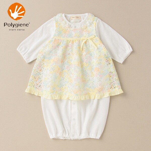 オーガニックコットン ポリジン フラワーレースエプロン付兼用ドレス【日本製】