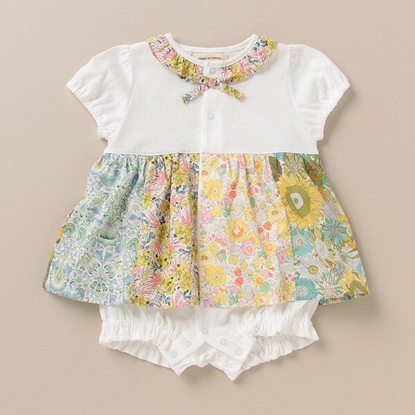 リバティパッチワークロンパース【日本製】