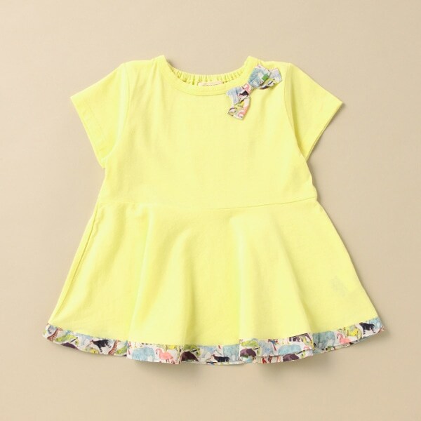 オーガニックリバティファブリックリボンペプラムチュニック