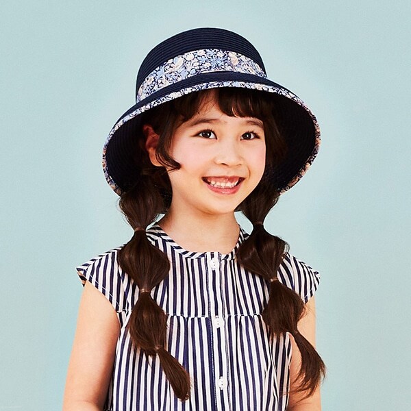 ウォッシャブルブレードリバティファブリックリボン帽子