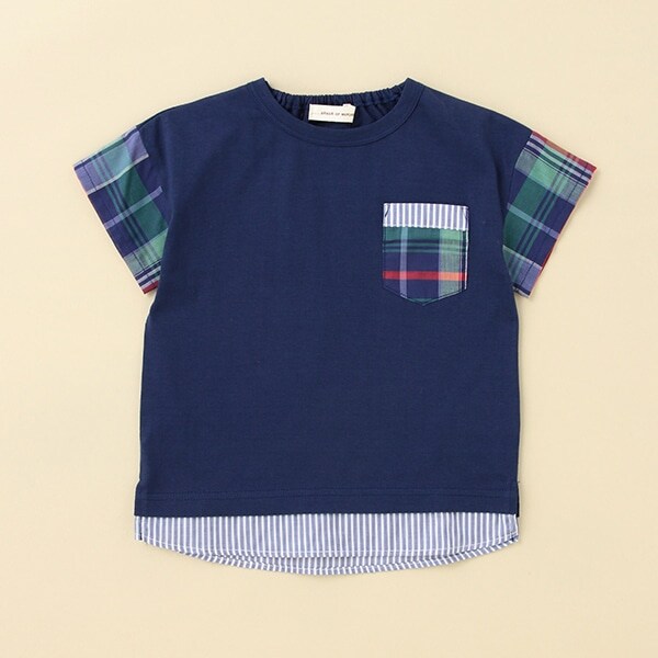 マドラスチェックレイヤードTシャツ【日本製】