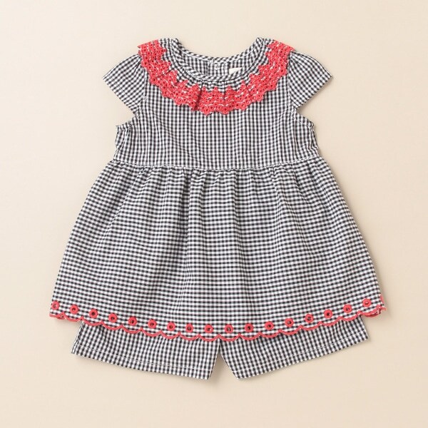 衿刺しゅうチュニック＆キュロットセットアップ