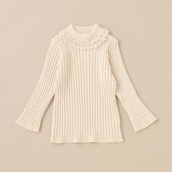 フリル衿リブセーター【日本製】