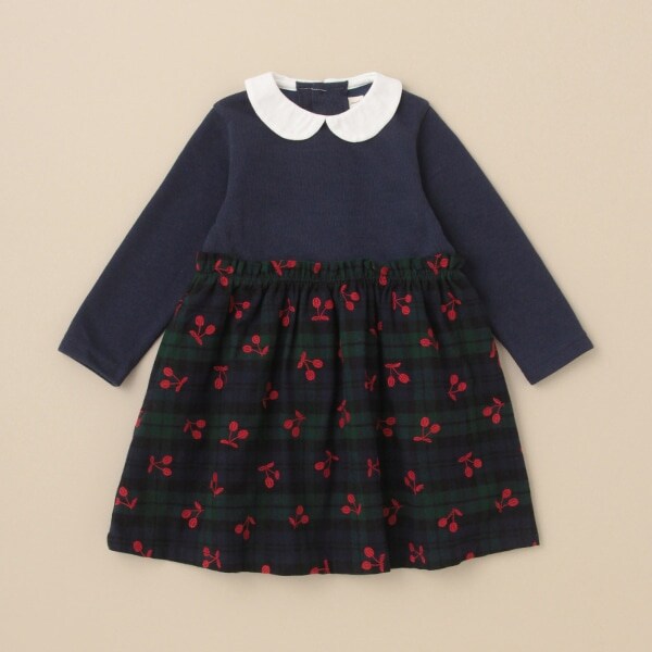 タータンチェックチェリーワンピース