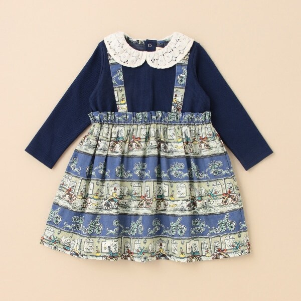 ヴィクトリアントリップドッキングワンピース【日本製】