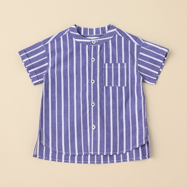 ストライプスタンドカラーシャツ