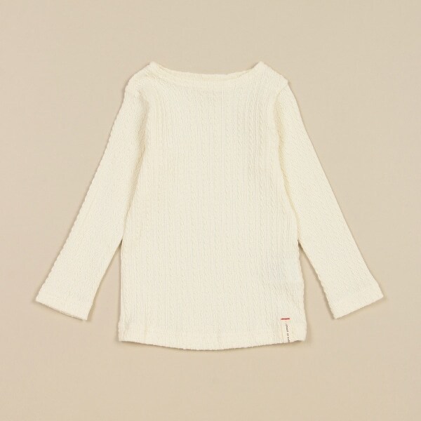 ケーブルボートネック長袖Tシャツ【日本製】