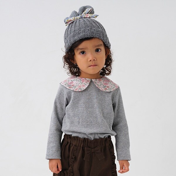 リバティファブリック衿長袖Tシャツ【日本製】