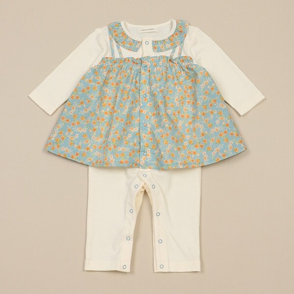 小花柄レイヤードカバーオール