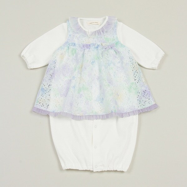 フラワーレースエプロンつき2wayオール【日本製】