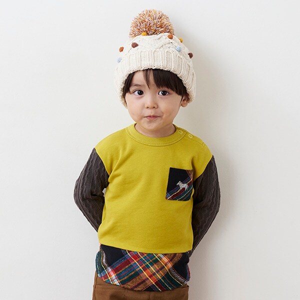 シマウマ刺しゅう袖ケーブルトレーナー