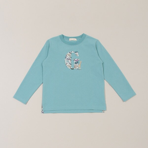 リバティファブリックアップリケ長袖Tシャツ