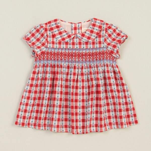 ドビーギンガムスモッキングチュニック