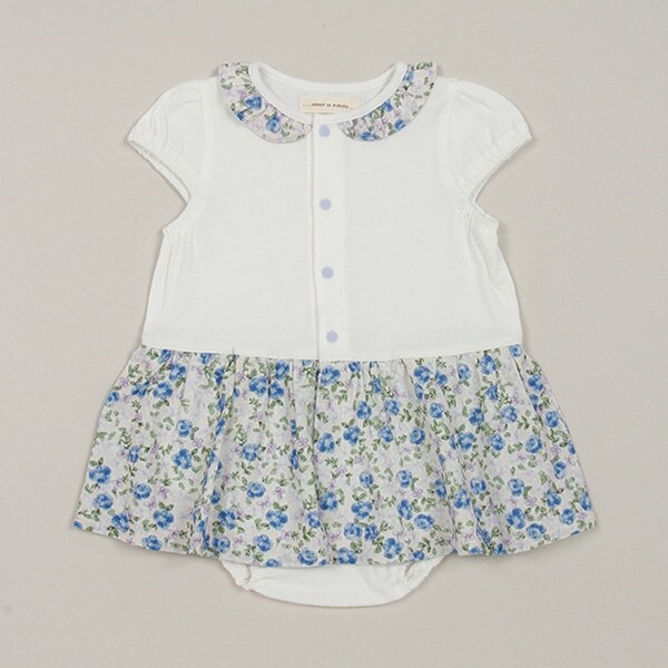 小花柄スカートつきロンパース