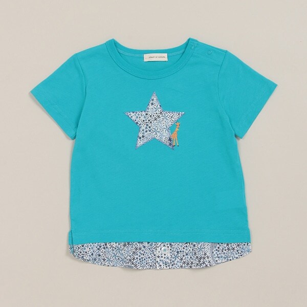 <接触冷感>リバティスターアップリケ半袖Tシャツ