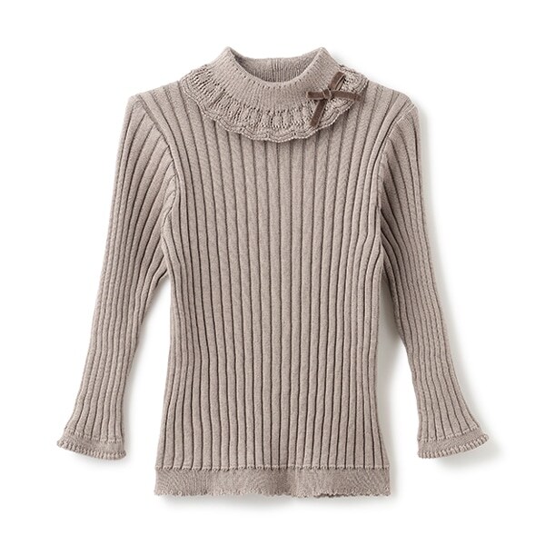 【オーガニック】フリル衿リブセーター