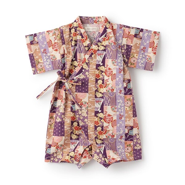 甚平オール(縞パッチワーク柄)