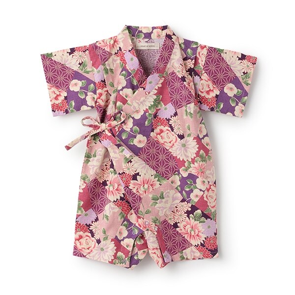 甚平オール(パッチワーク椿牡丹柄)