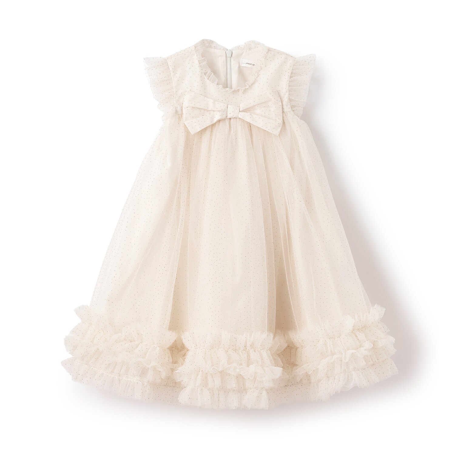 ドットチュールリボンドレス