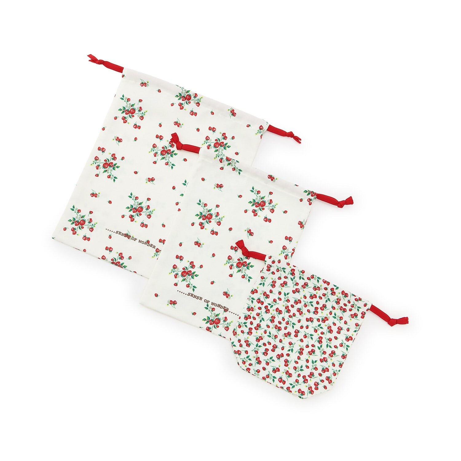 野イチゴ巾着セット(3枚組)