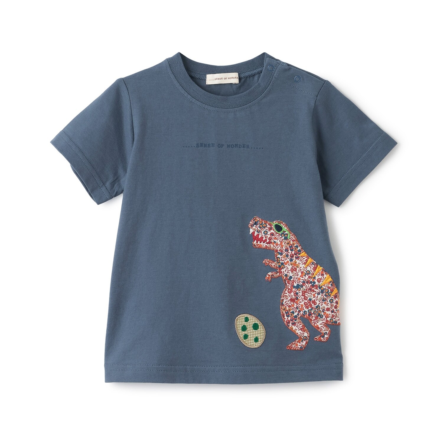 接触冷感リバティ恐竜アップリケ半袖Ｔシャツ