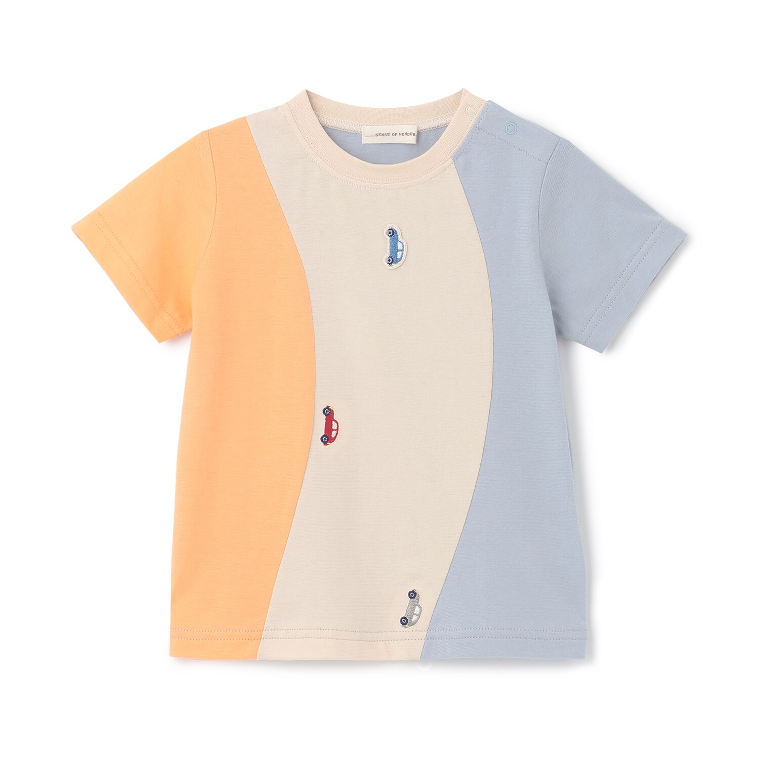 接触冷感カーブ切り替え車刺しゅう半袖Ｔシャツ