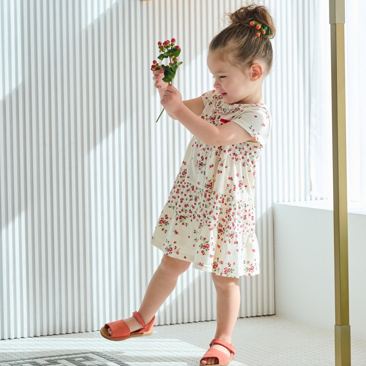 野イチゴティアードワンピース【オーガニック】【日本製】