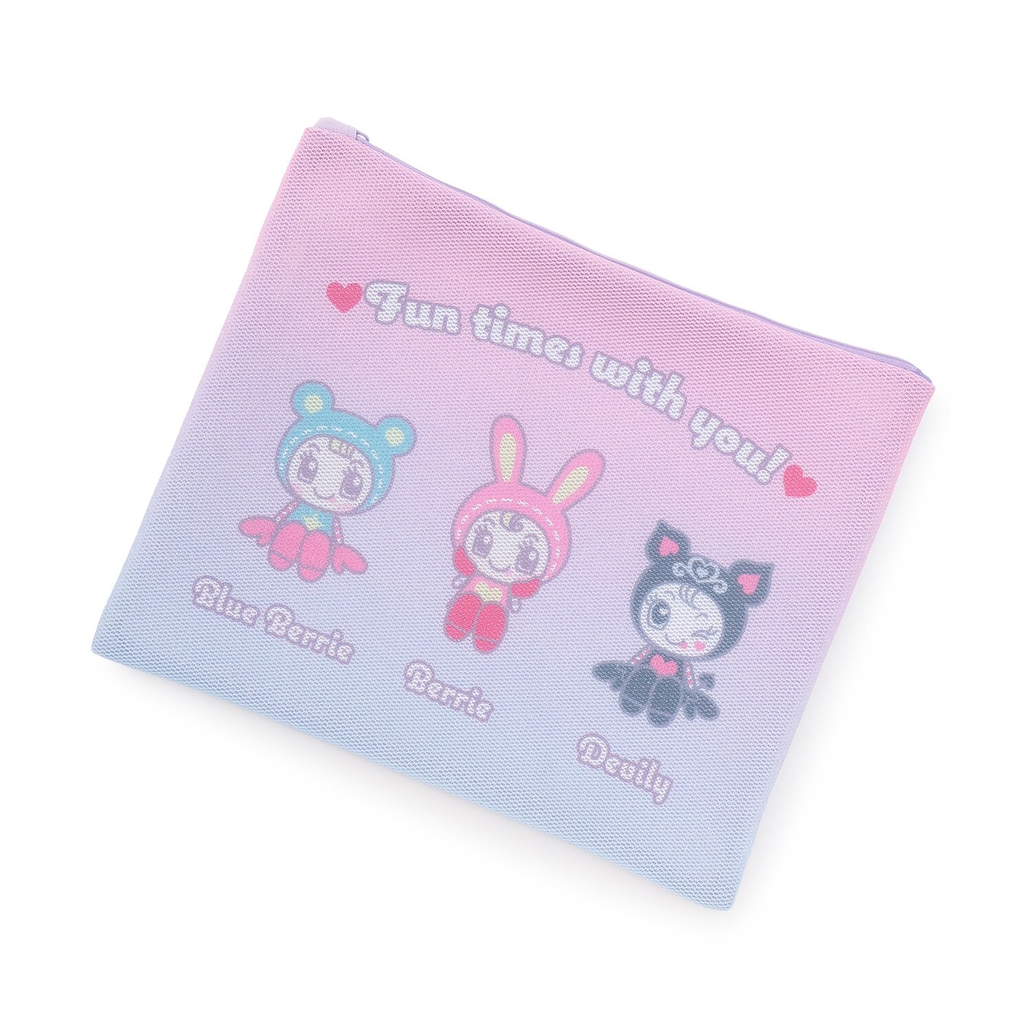 メッシュフラットポーチ【ベリエちゃん/ブルーベリエちゃん/デビリーちゃん/ナカムラくん/ルッキー/ミントくん/ハナちゃん/ちびゾー】