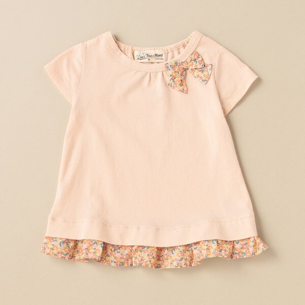 小花柄リボン半袖Tシャツ