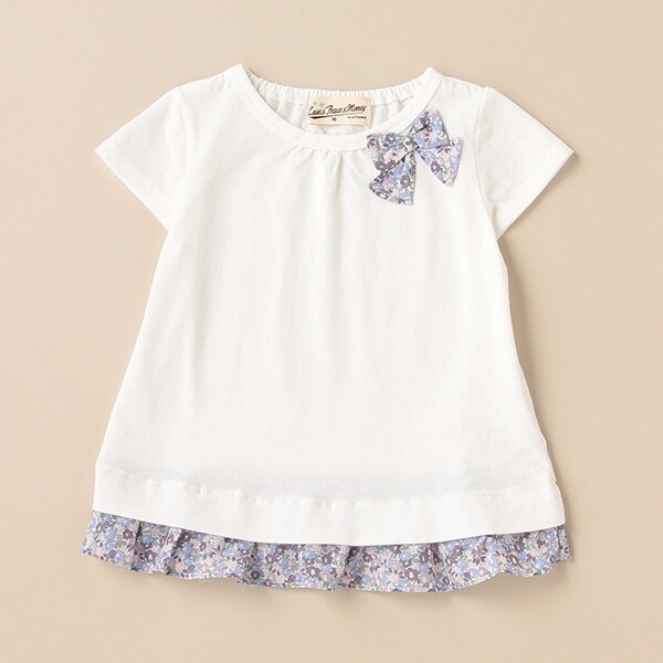 小花柄リボン半袖Tシャツ