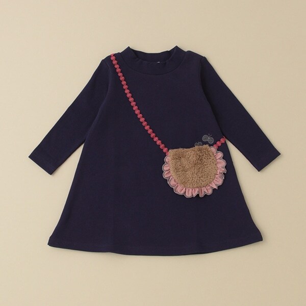 ボアポシェット裏毛ワンピース