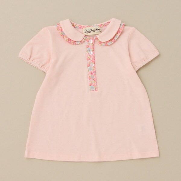 小花柄コンビ半袖ブラウス