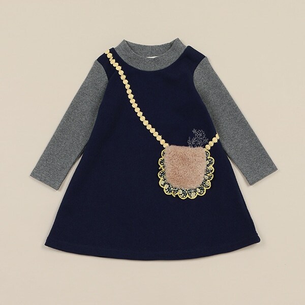 ボアポシェット裏毛ワンピース