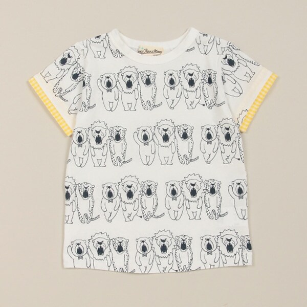 三匹アニマル総柄半袖Tシャツ