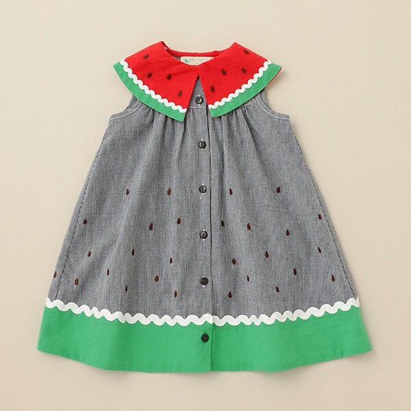 スイカギンガムワンピース