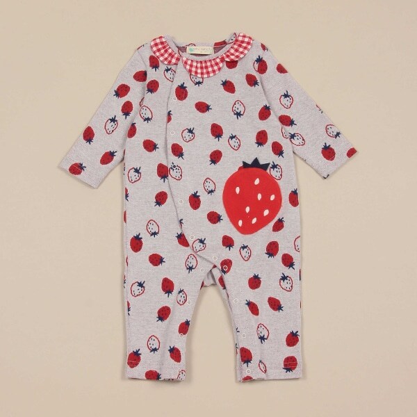 いちごジャカードカバーオール