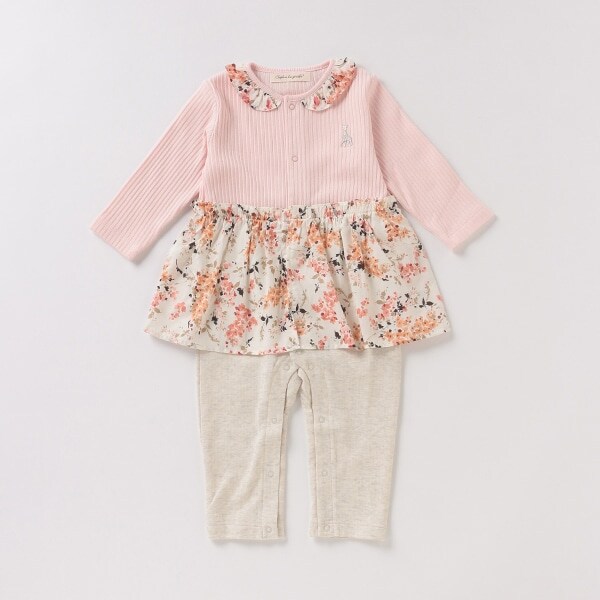 フラワースカート付きカバーオール【日本製】