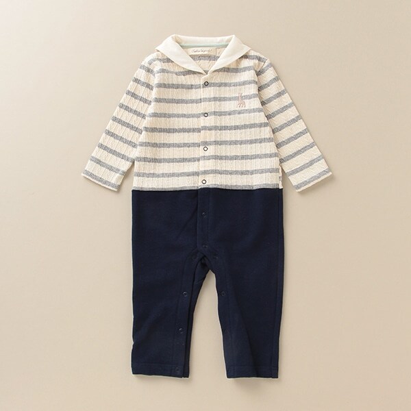 ジャカードボーダーセーラーカバーオール【日本製】