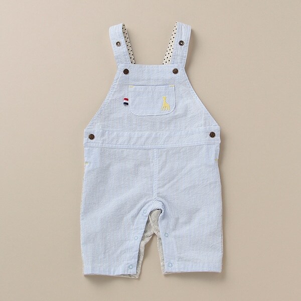 サッカーストライプ5分丈サロペット【日本製】