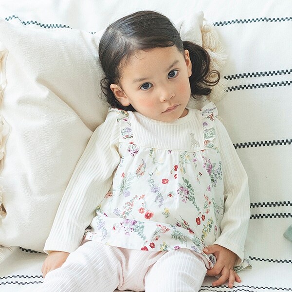 ボタニカル柄切替チュニック 【日本製】