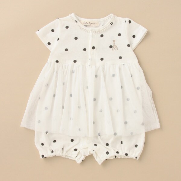 ドット天竺チュールつきショートオール【日本製】