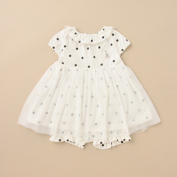 ドット天竺チュールつきワンピーススーツ【日本製】