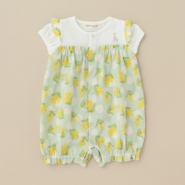 ミモザ柄ショートオール【日本製】