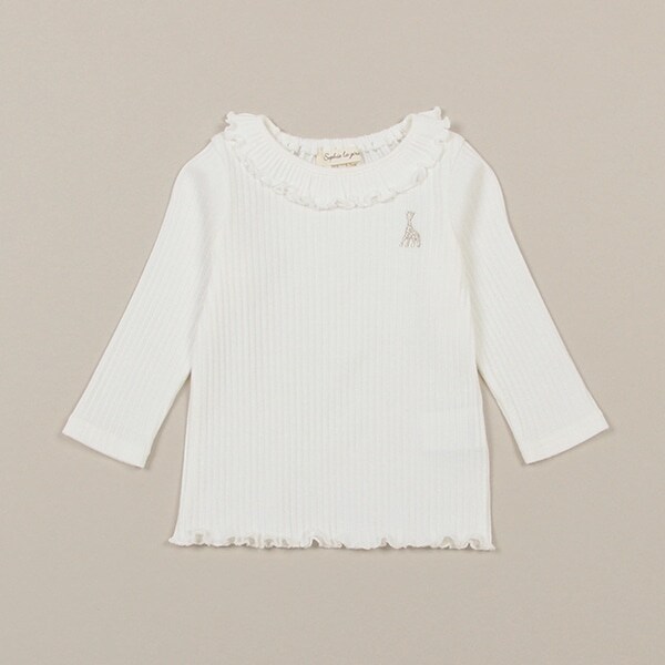 衿フリルプリーツ長袖Tシャツ【日本製】