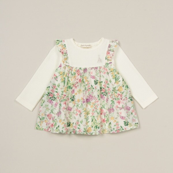 水彩花柄チュニック【日本製】