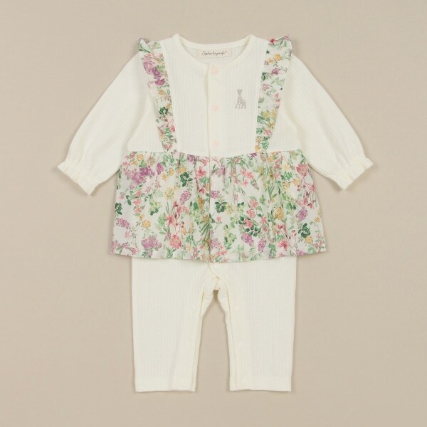 水彩花柄カバーオール【日本製】